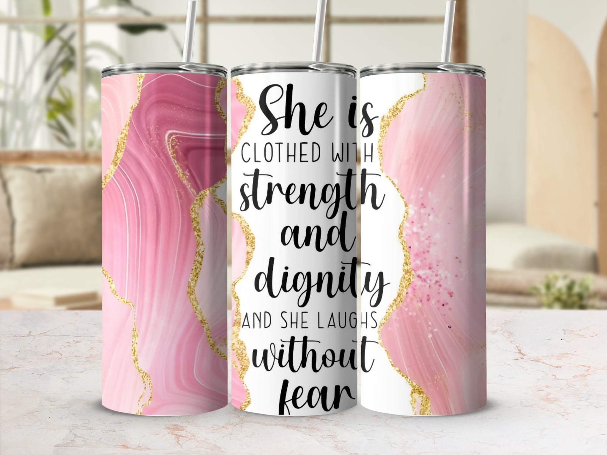 She is Clothed With Strength Insulated Tumbler