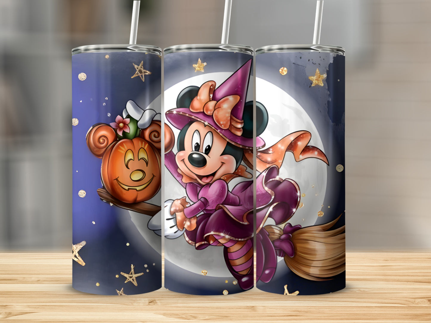 Animated Witch on Broomstick Halloween Tumbler