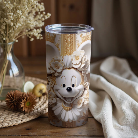 Charming Decorative Floral Bunny Design Tumbler