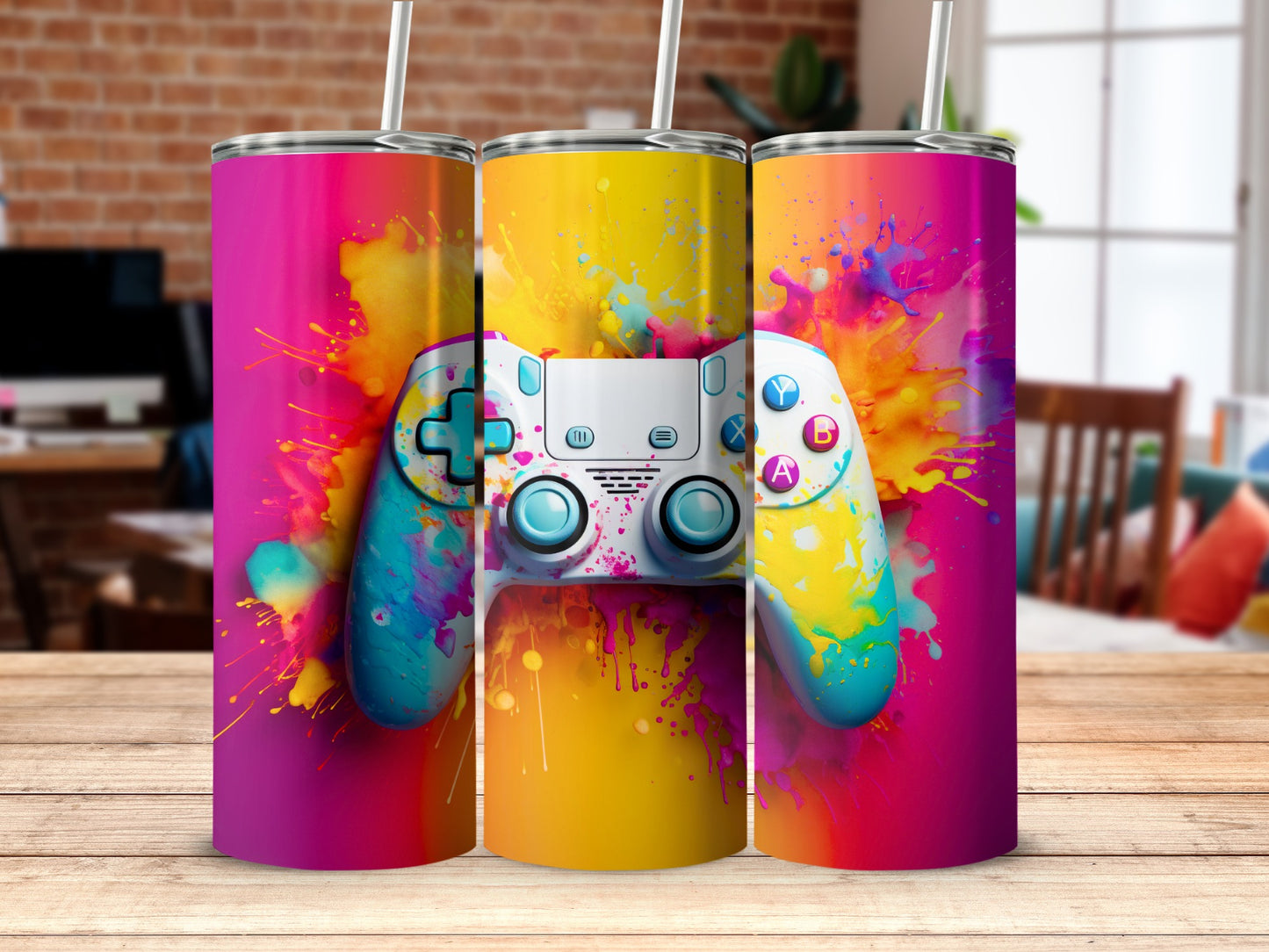 Colorful Splash Game Controller Tumbler