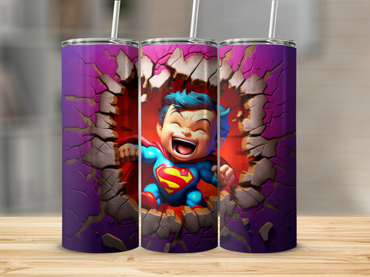 Superhero Wall Smash Purple Tumbler Design