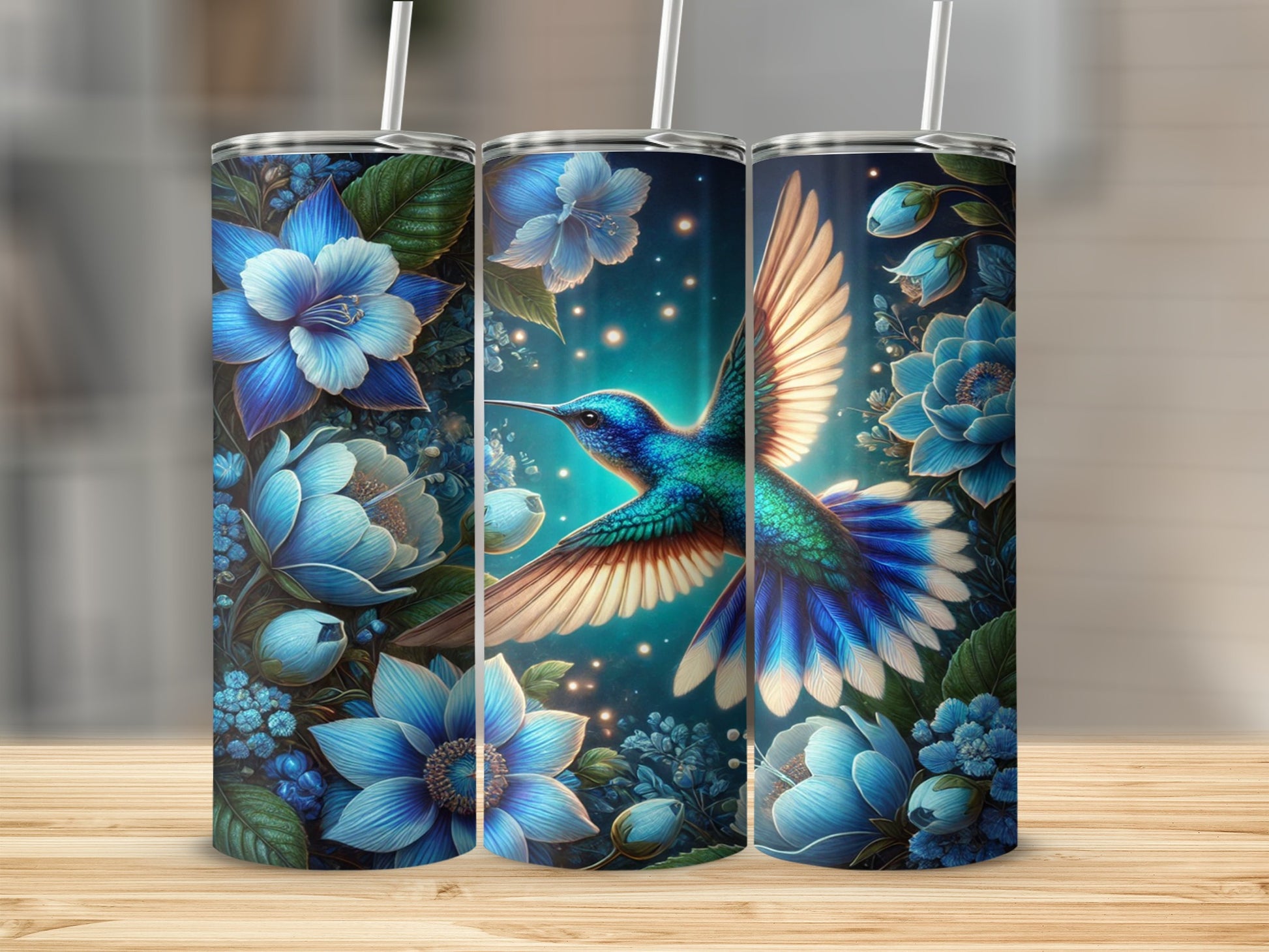 Beautiful Hummingbird and Floral Design Tumbler