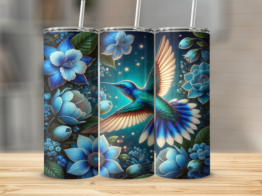 Beautiful Hummingbird and Floral Design Tumbler
