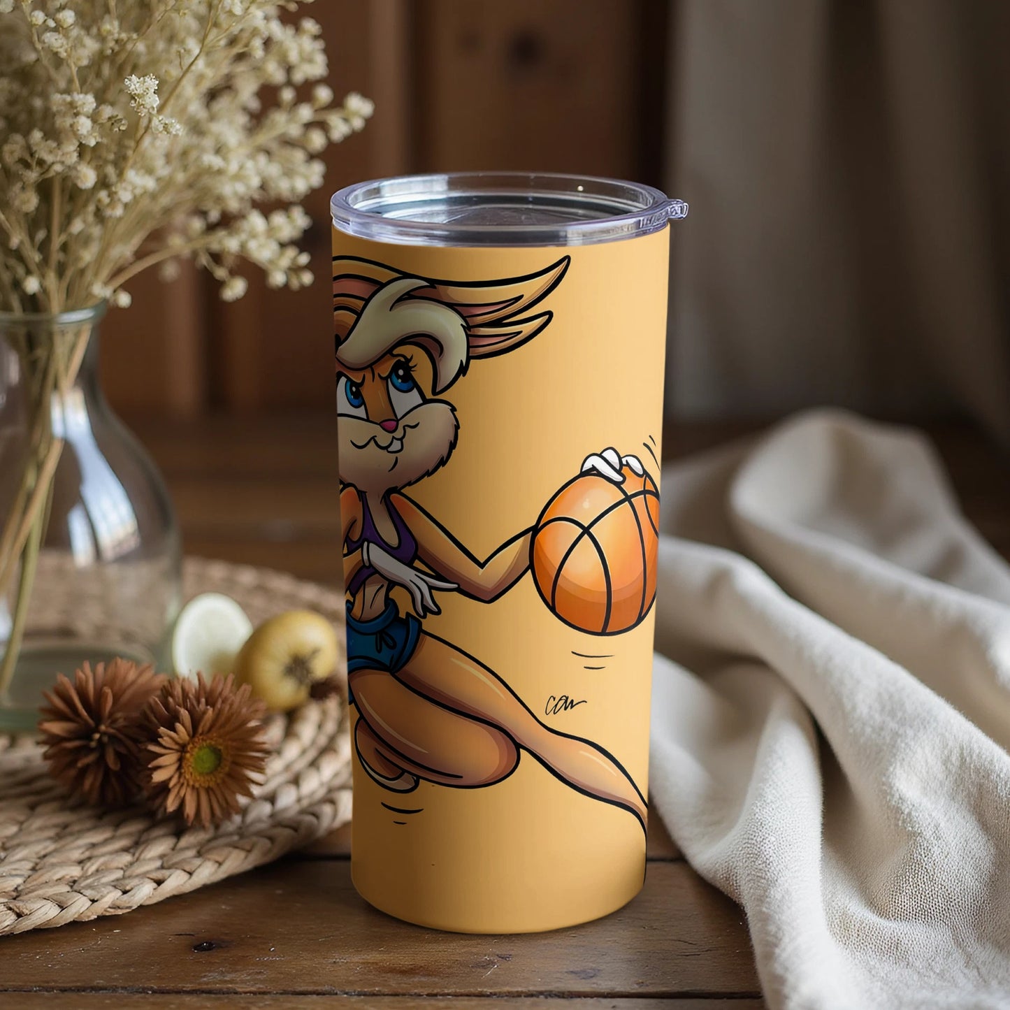 Cartoon Bunny Playing Basketball Tumbler
