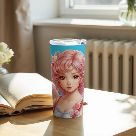 Elegant Pink Haired Girl Insulated Tumbler
