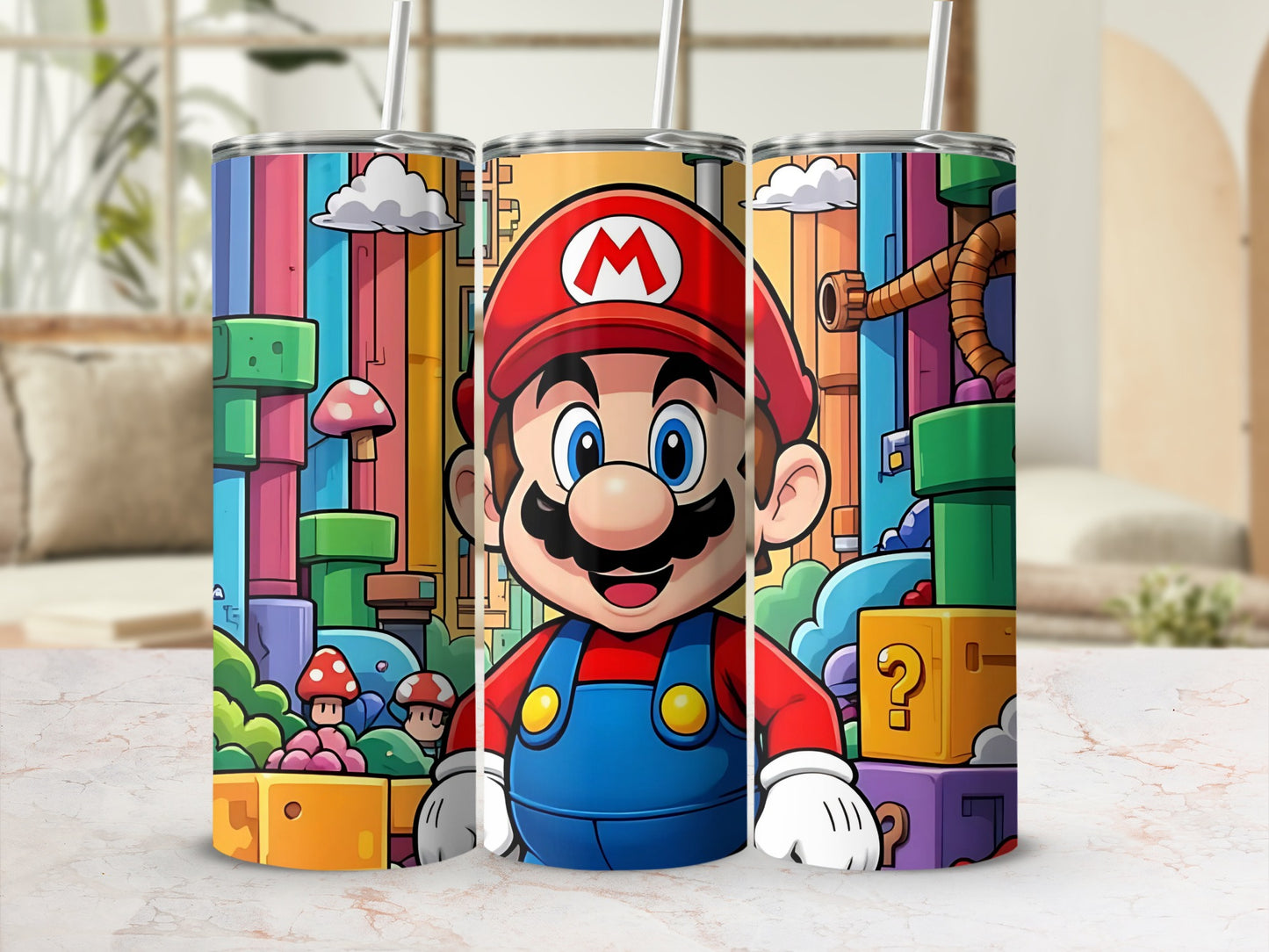 Colorful Character Design Tumbler Cup with Straw
