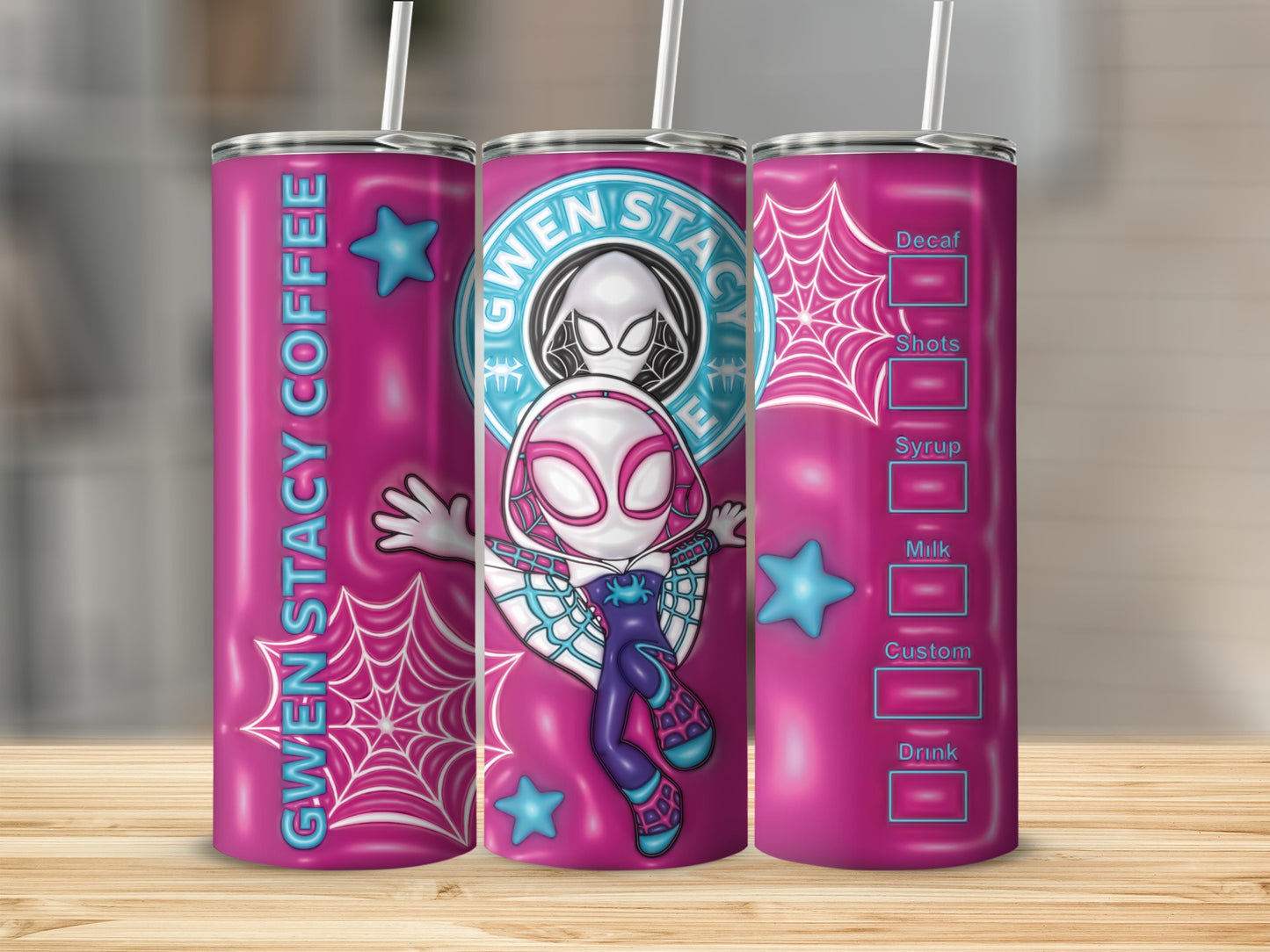 Gwen Stacy Coffee Theme Long Tumbler With Straw