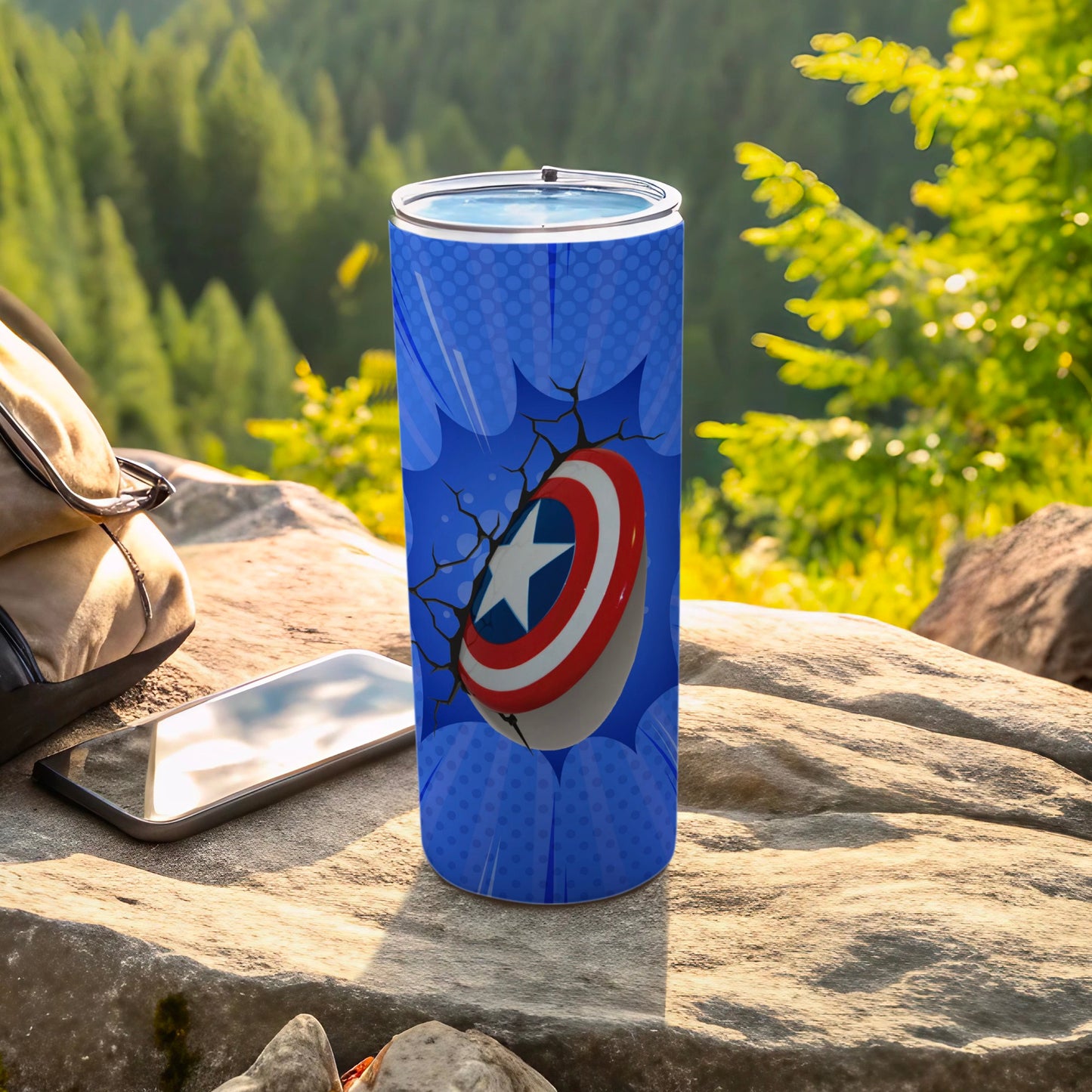 Captain America Shield Cracked Design Insulated Tumbler