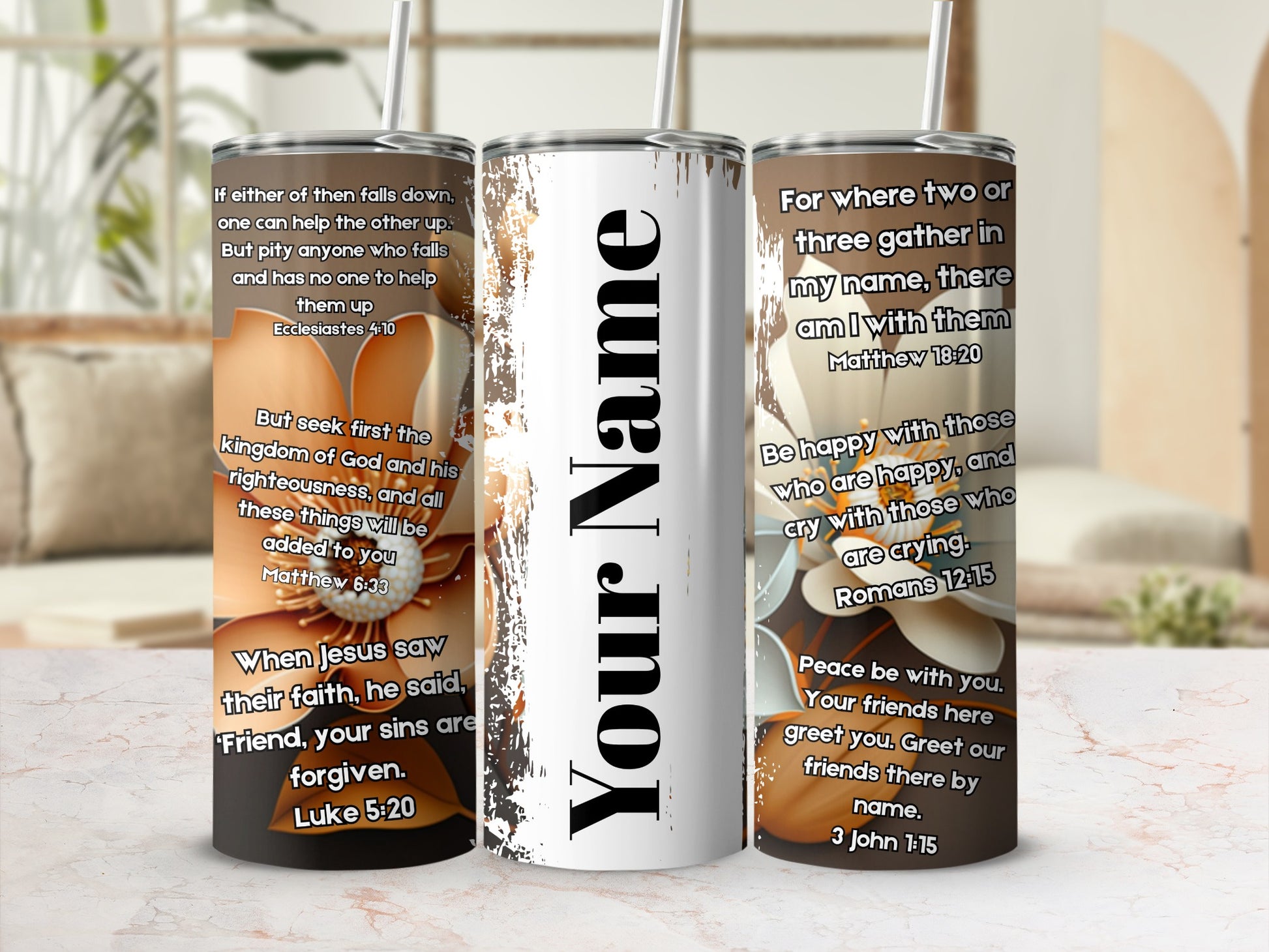 Inspirational Quotes Floral Design Tumbler