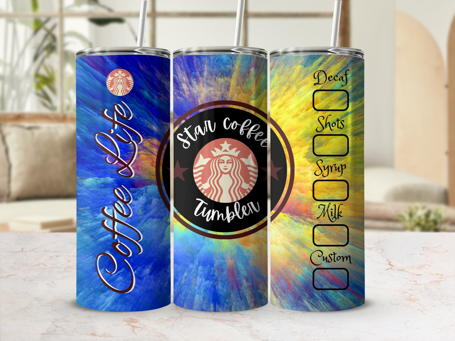 Colorful Coffee Life Star Tumbler Personalized Product