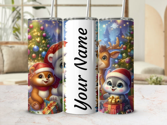 Personalized Christmas Animals Tumbler for Holiday Cheer