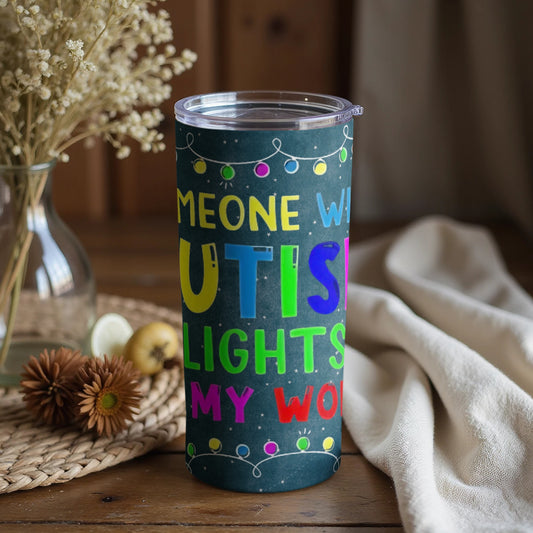 Colorful Autism Lights Up My World tumbler