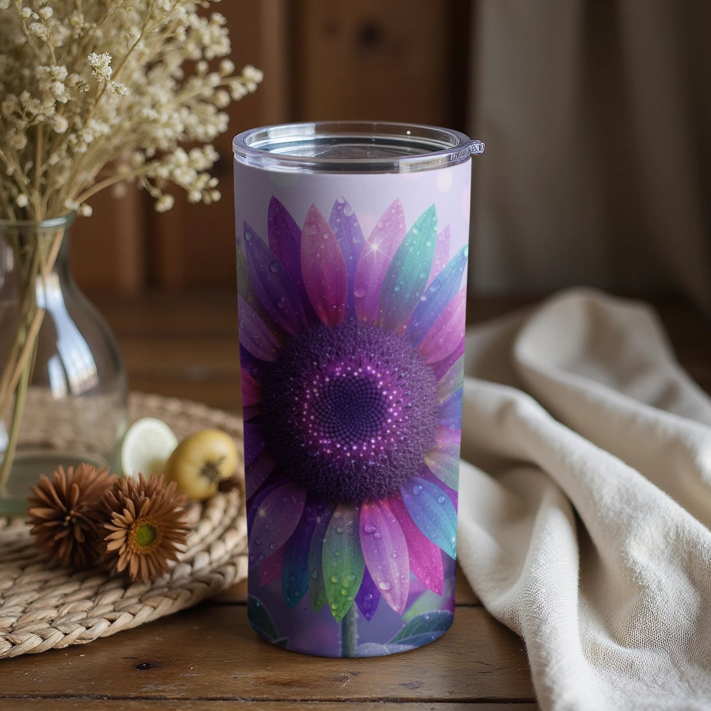 Colorful Radiant Sunflower Design Tumbler Cup