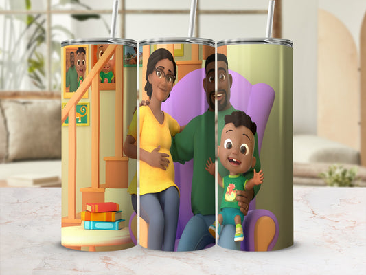 Cocomelon family of three on tumbler cups.