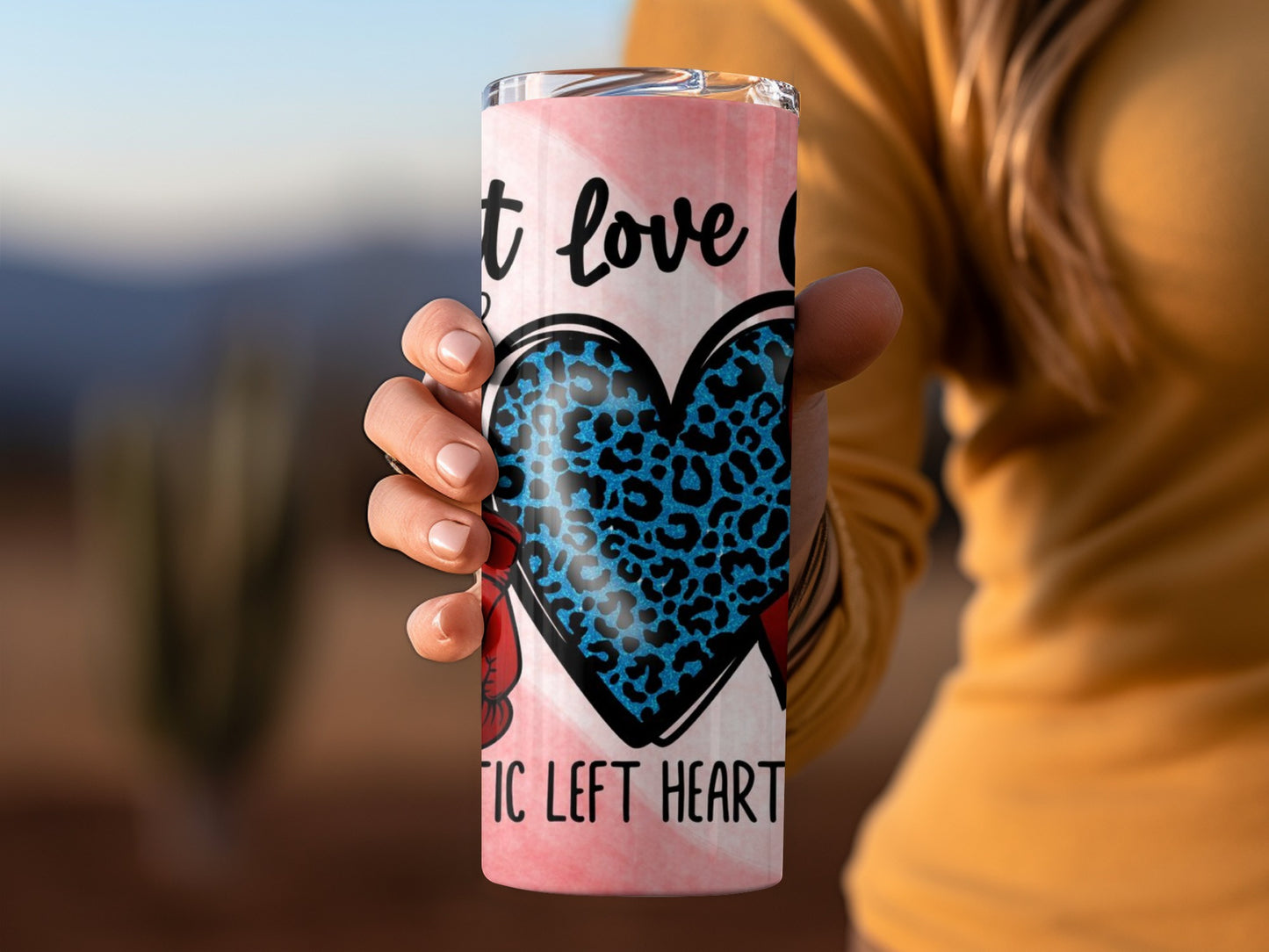 Just Love Blue-Heart Design Tumbler with Text