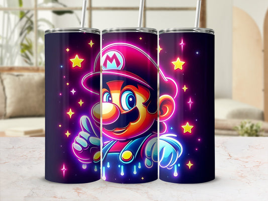 Neon Cartoon Character Design Tumbler Custom Art