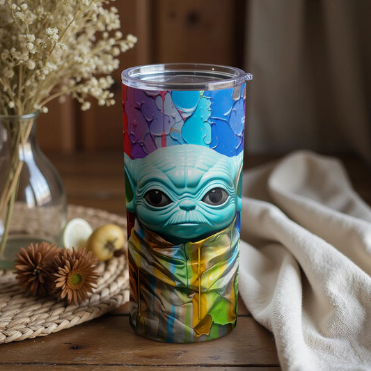 Vibrant Pop Art Style Baby Yoda Tumbler Product