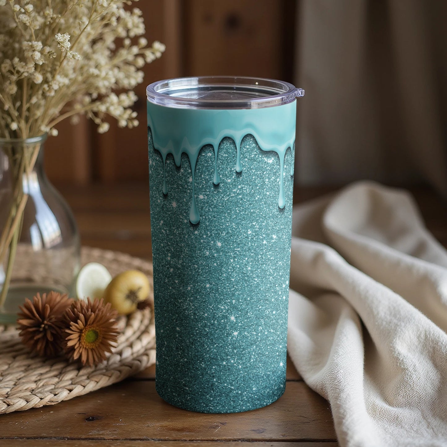 Sparkling Blue Insulated Tumbler with Unique Design