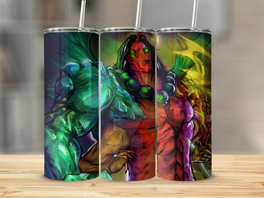 Red and Green Angler Creature with Beads Tumblers