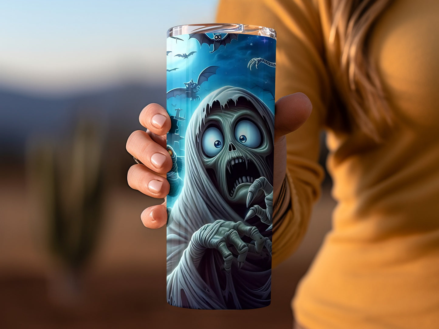 Spooky Horror Theme Travel Mug Scary Face Decor