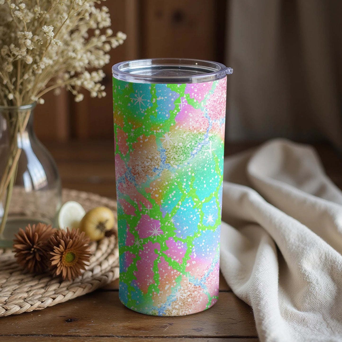 Colorful Abstract Sparkle Tumbler for Everyday Use