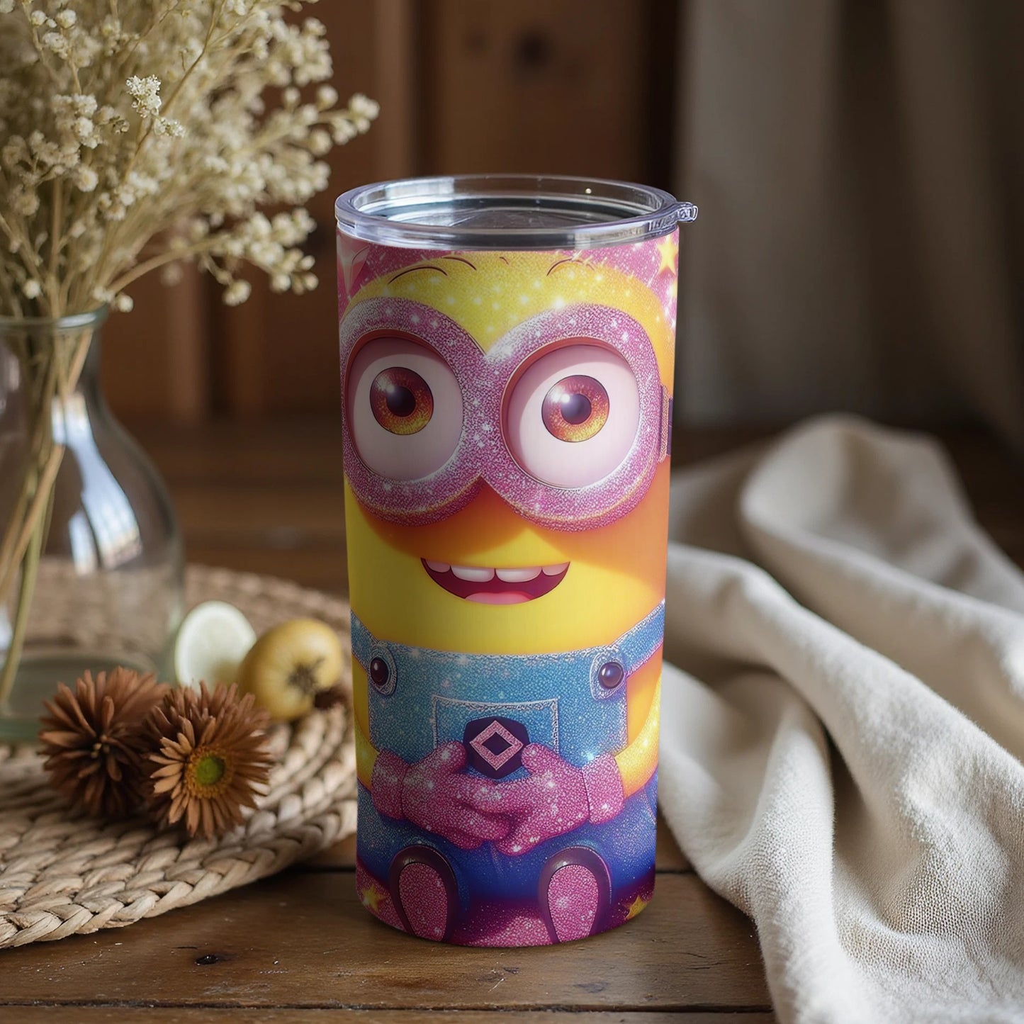 Cute Yellow Character Insulated Tumbler with Lid
