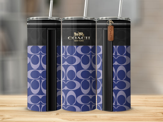Coach New York Blue and Black Pattern Tumbler