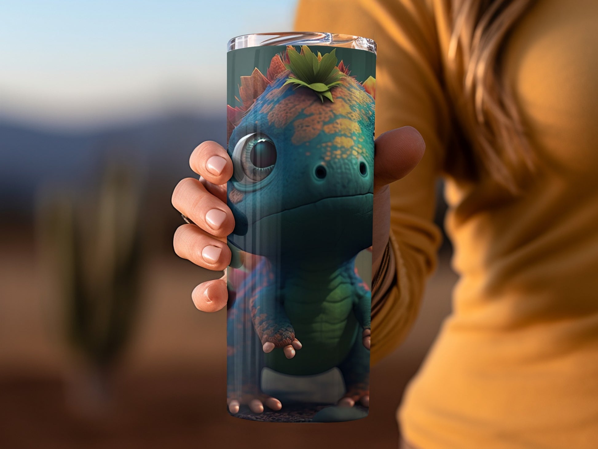 Adorable Colorful Reptile Character Travel Tumbler