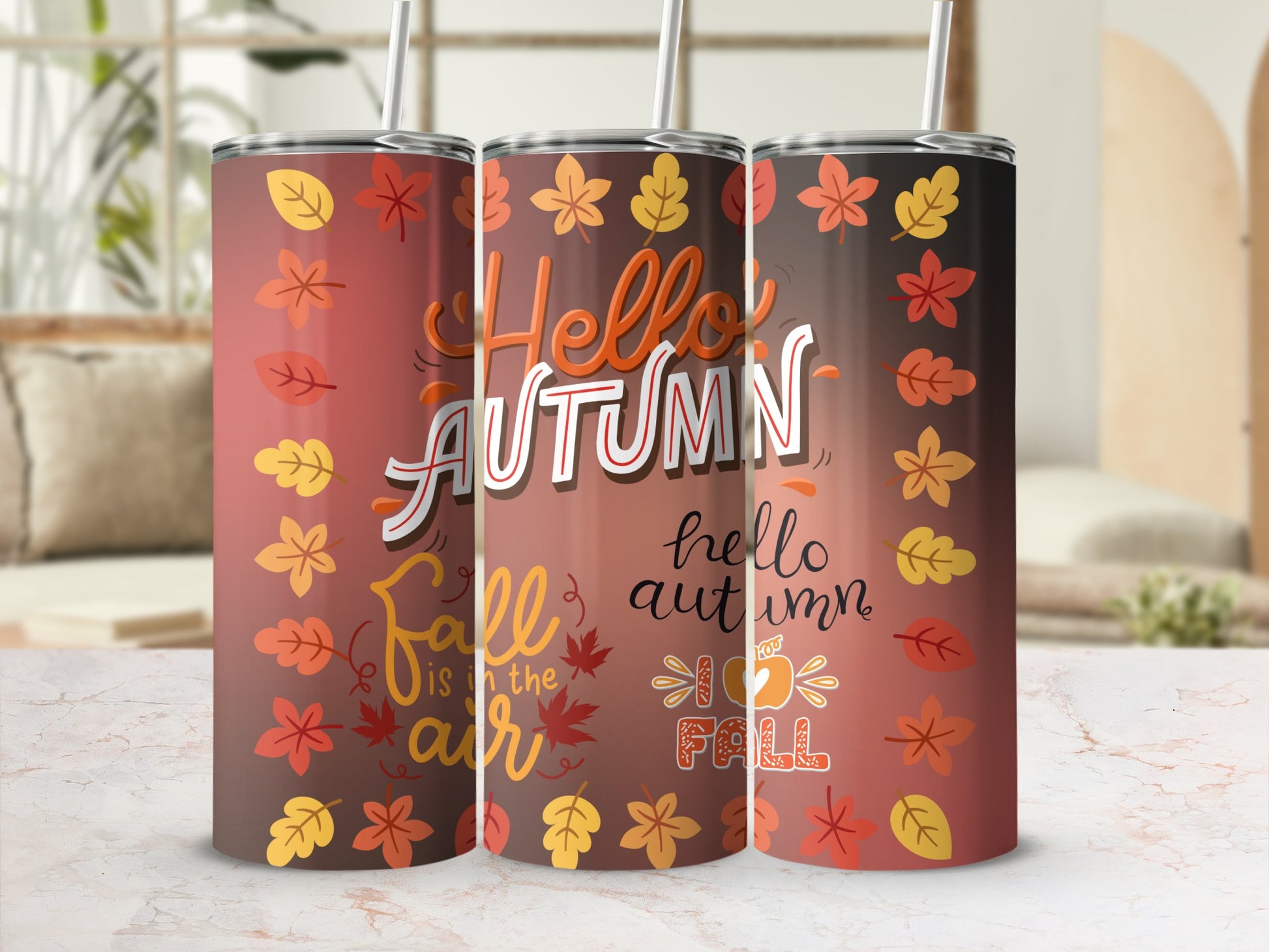 Fall Is In The Air Hello Autumn Tumbler Product