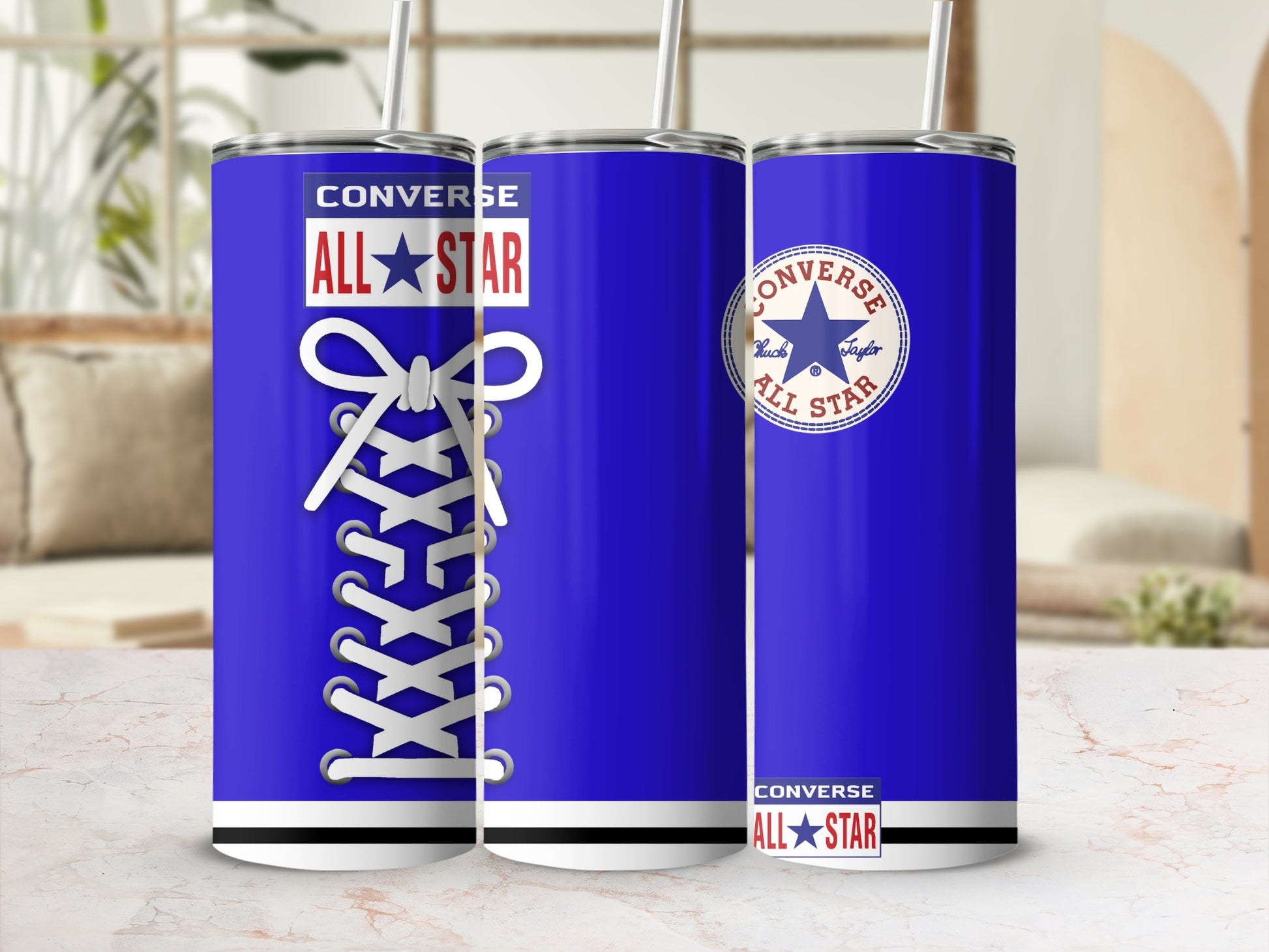 Converse All Star blue shoe laces graphic tumbler product type