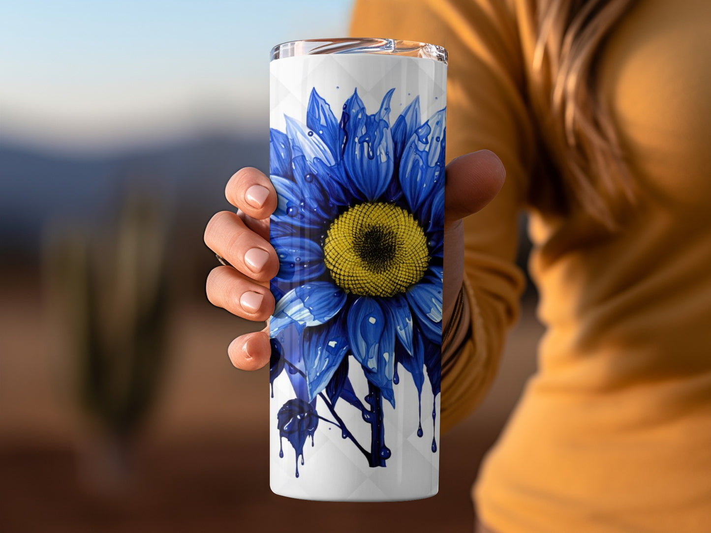 Blue Sunflower Design Insulated Tumbler Cup Product
