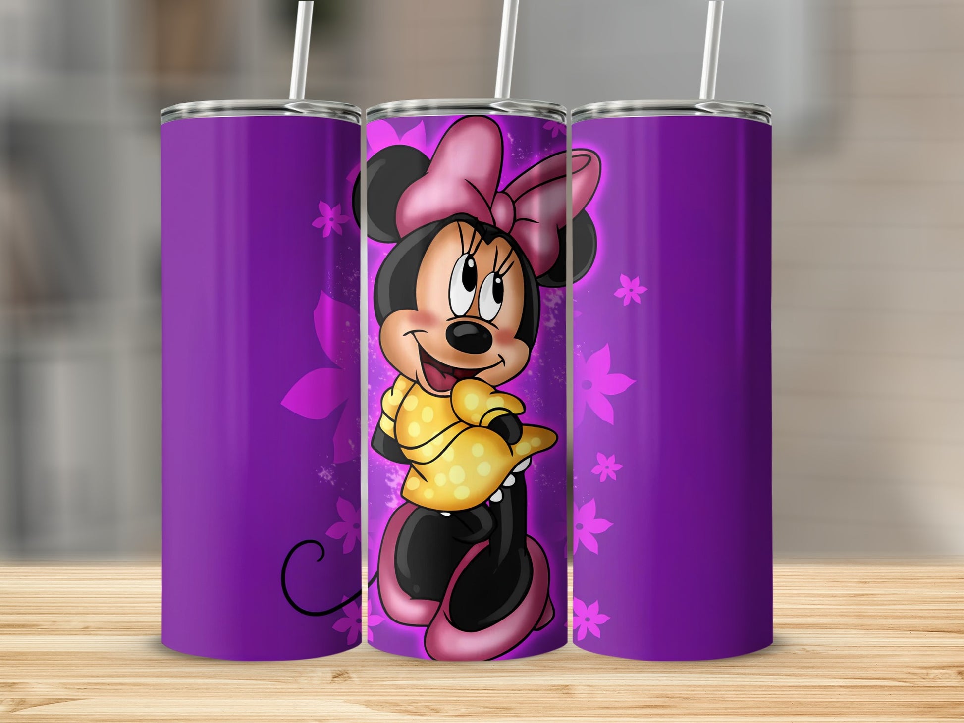 Purple Tumbler with Cute Character Illustration