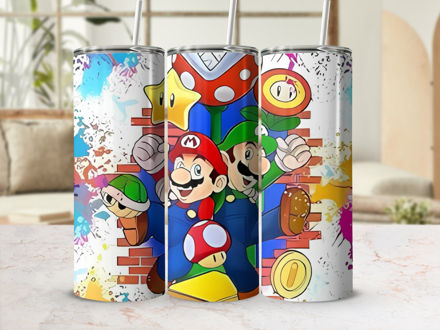 Retro Mario and Luigi Design Tumbler Collection