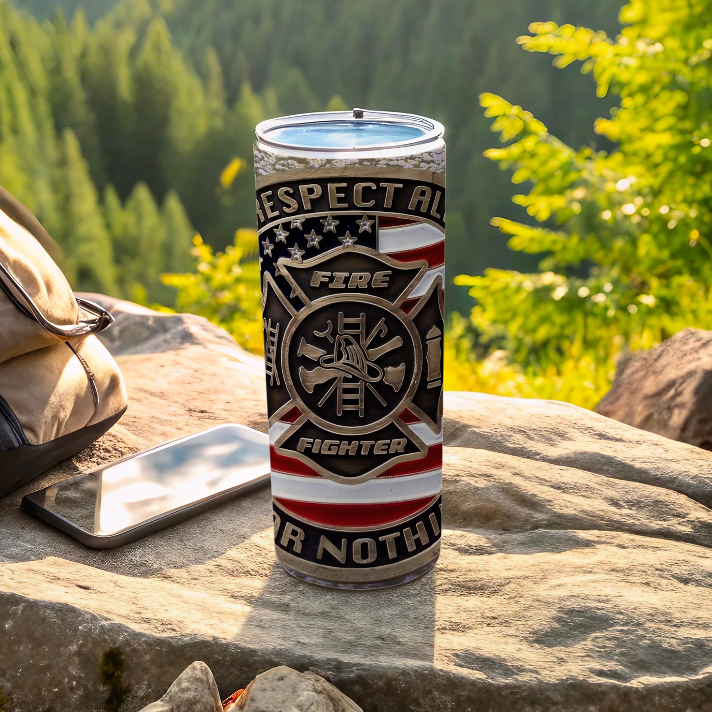Respect All Firefighter Insulated Drink Tumbler Cup