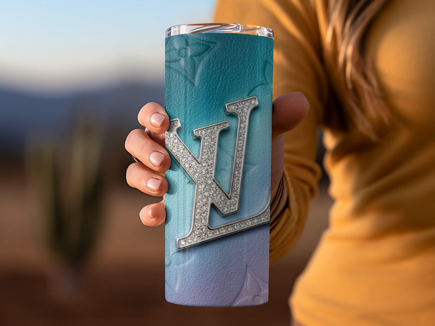 Luxury Branded Blue Stainless Steel Tumbler Cup