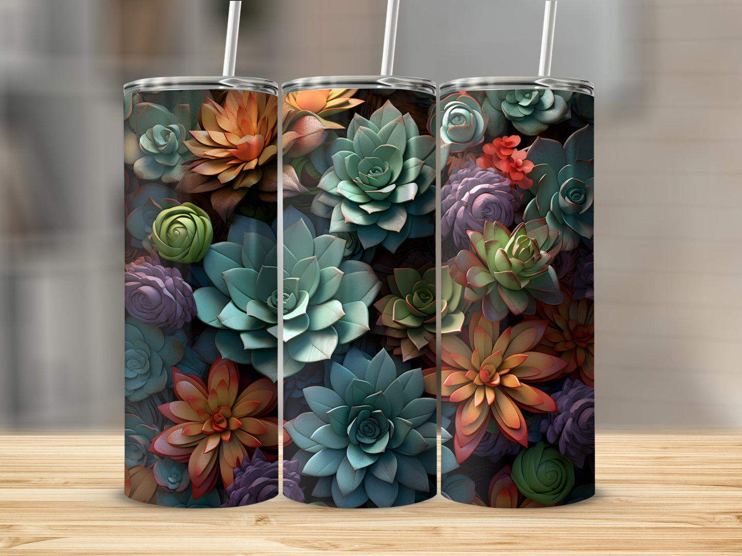 Colorful Succulent Patterned Tumbler 20oz Tumbler