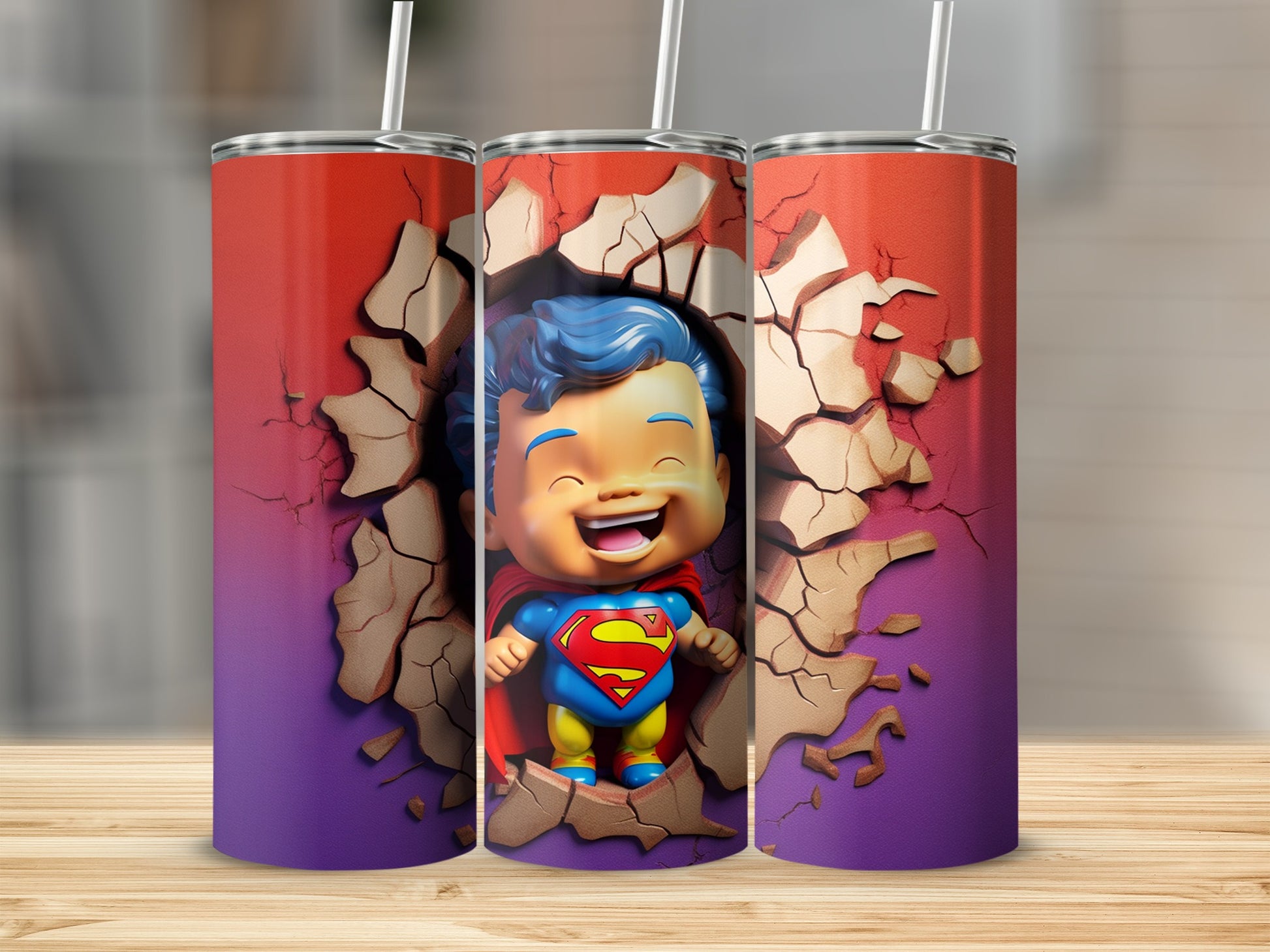 Adorable Superhero Themed Tumbler With 3D Kids Design