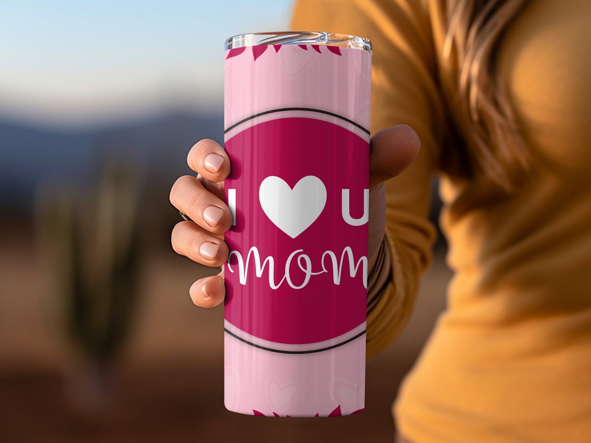I Love You Mom Pink and White Tumbler Cup Product