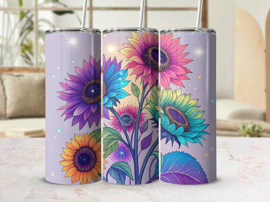 Colorful Sunflower Design Stainless Steel Tumbler