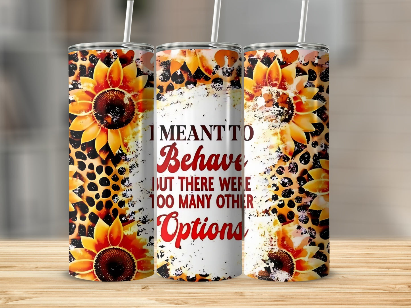 Sunflower and Leopard Print Tumbler with Witty Quote