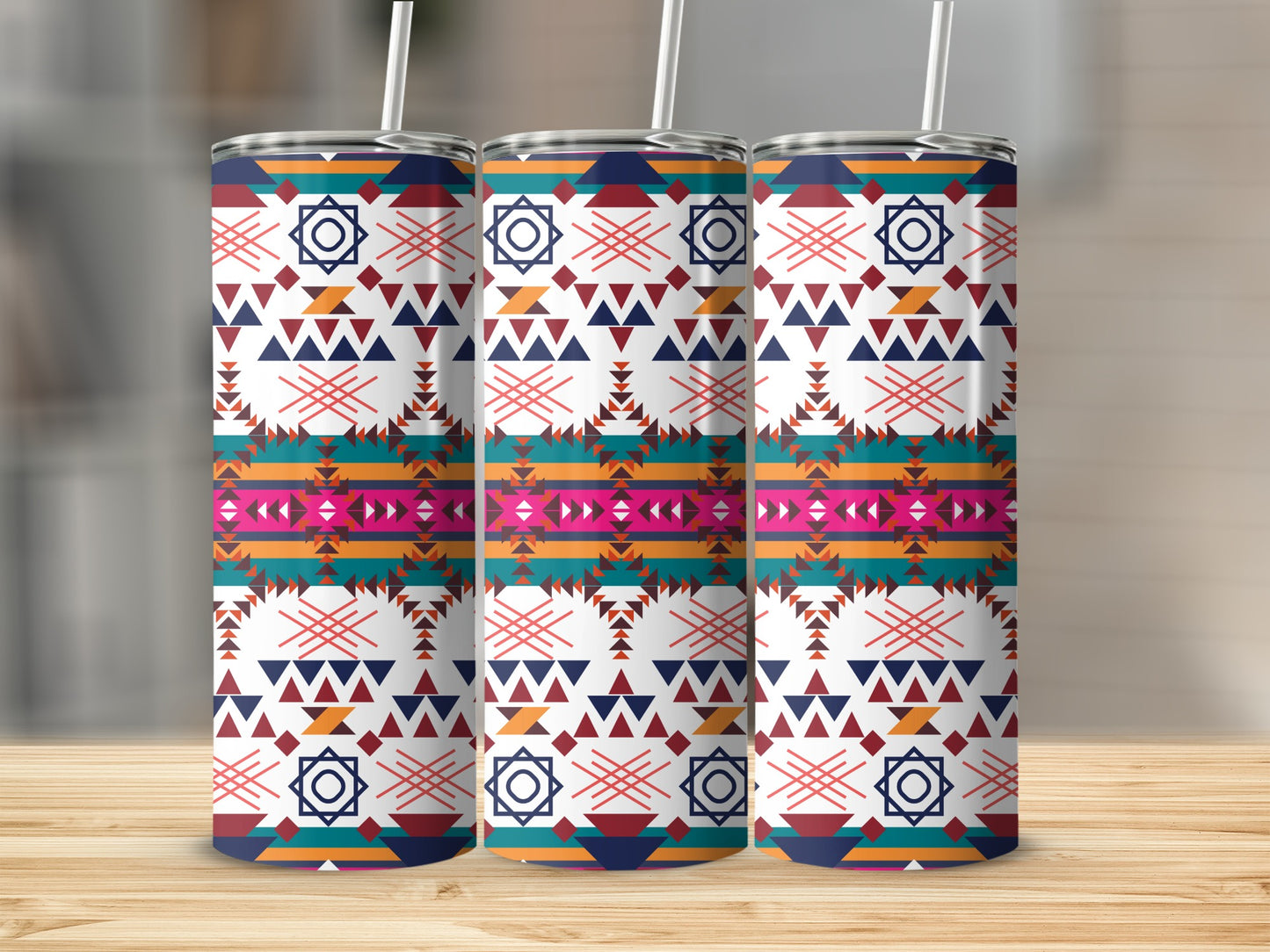 Colorful Geometric Aztec Design Stainless Steel Tumbler