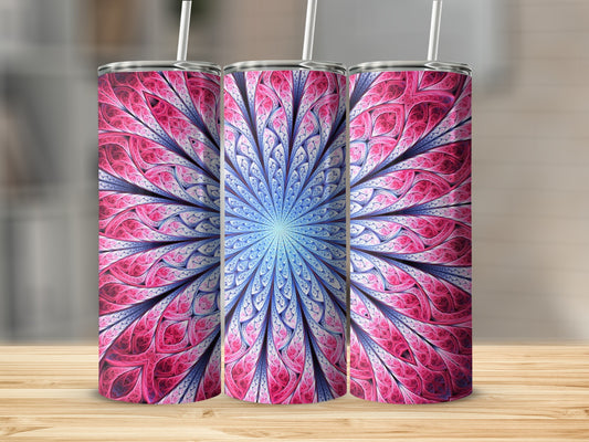 Fractal Floral Pink Blue Petal Design Detailed Tumblers