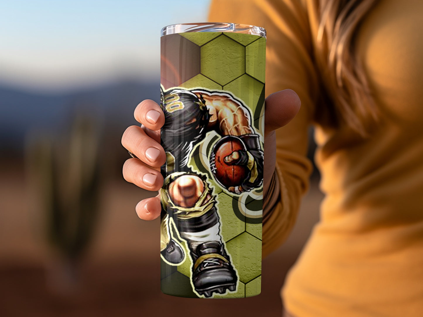 Custom Boxing Artwork on Hexagon Background Tumbler