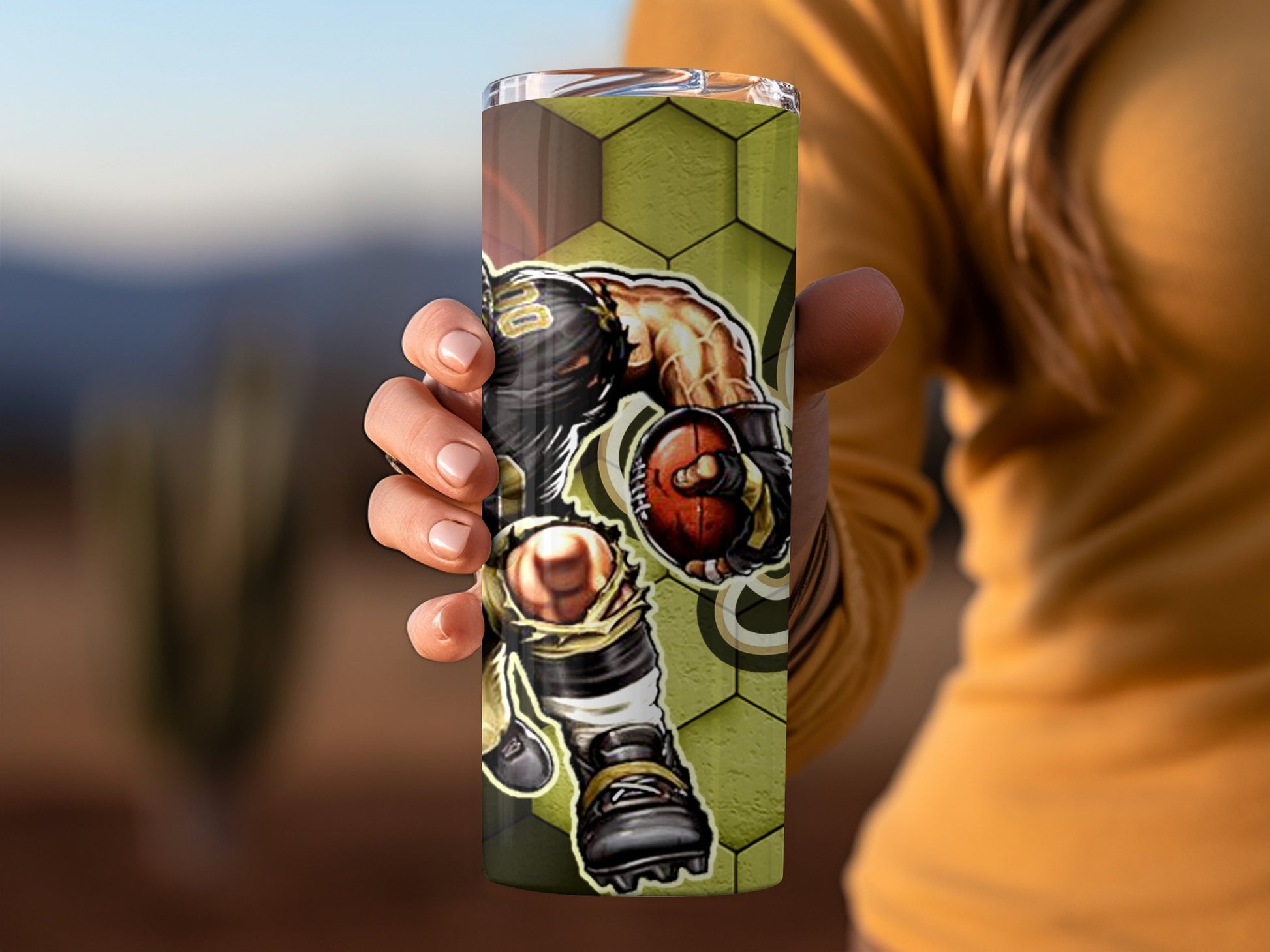 Custom Boxing Artwork on Hexagon Background Tumbler