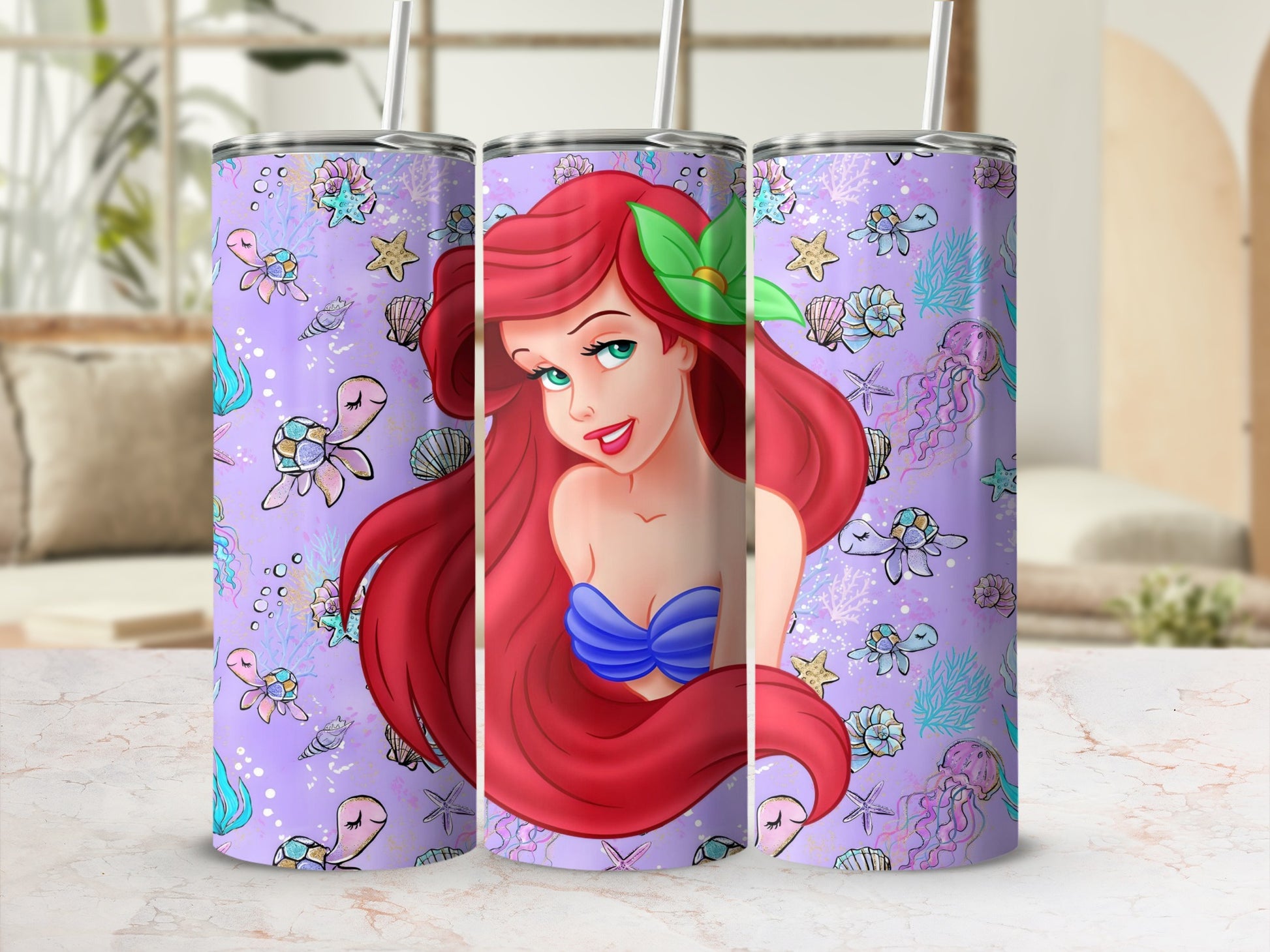 Mermaid and Ocean Friends Themed Tumbler Design