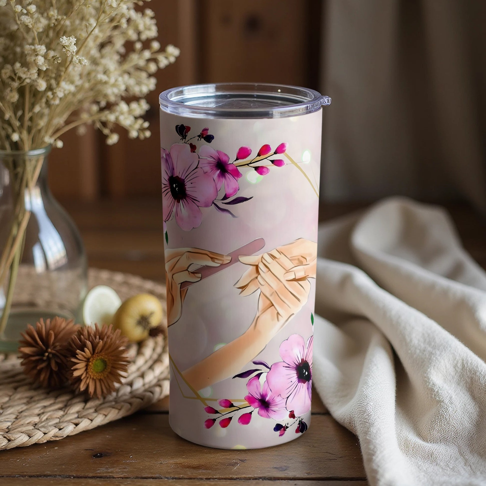 Stunning Floral Art Design Insulated Tumbler Product