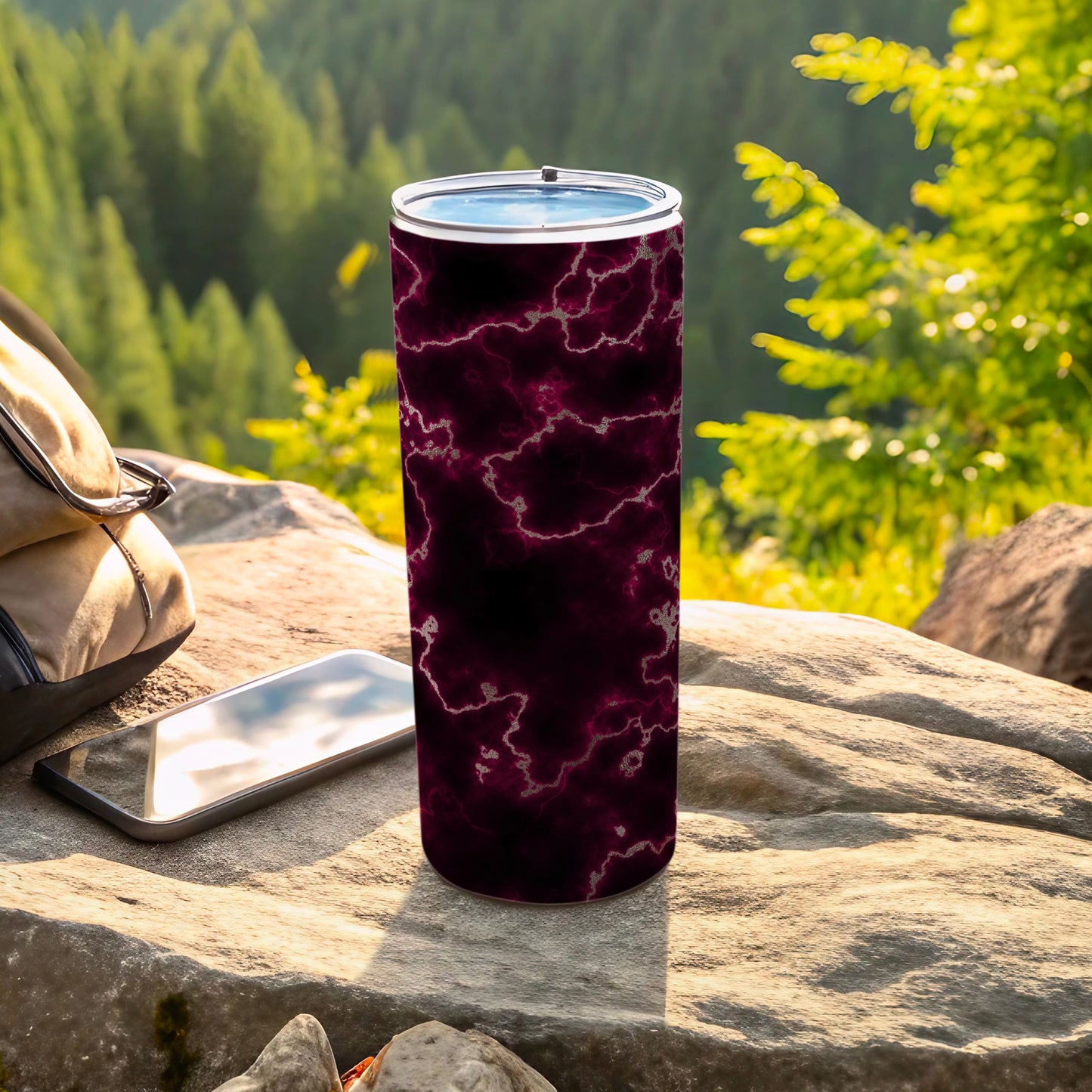 Deep Crimson Lightning Silver Tumbler product type