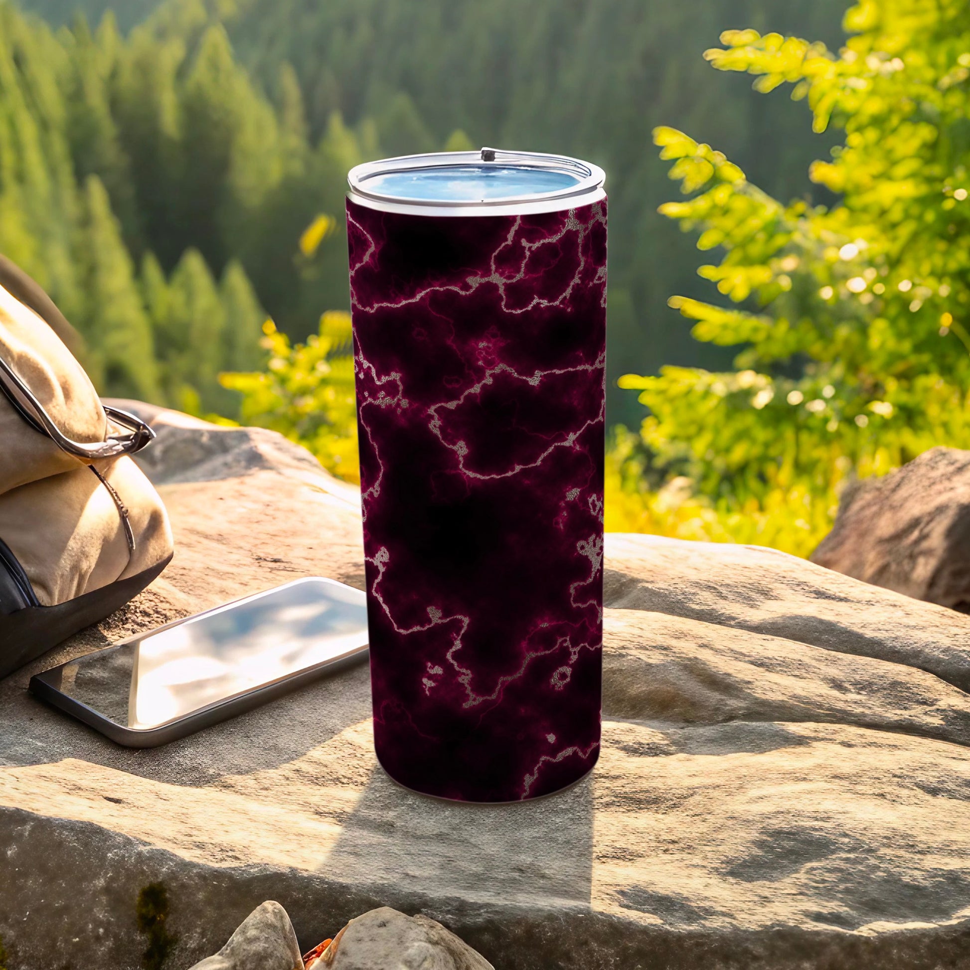 Deep Crimson Lightning Silver Tumbler product type