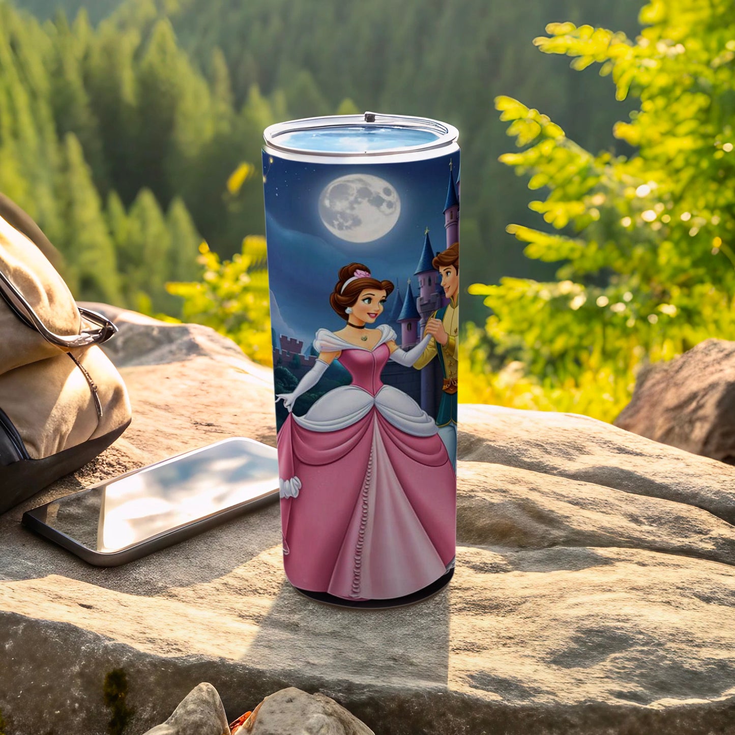 Princess and Prince Night Scene Travel Tumbler