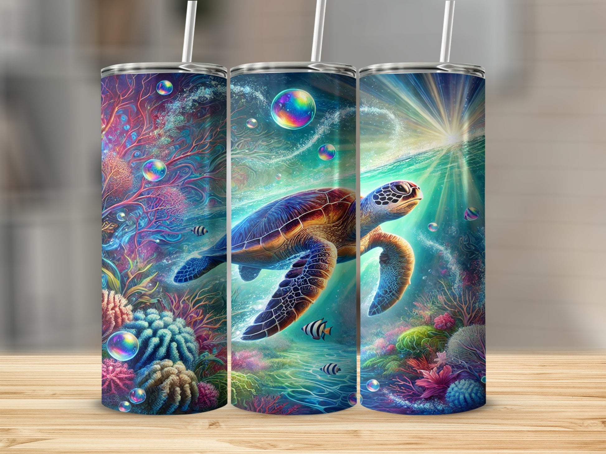 Colorful Underwater Sea Turtle Ocean Life Tumbler
